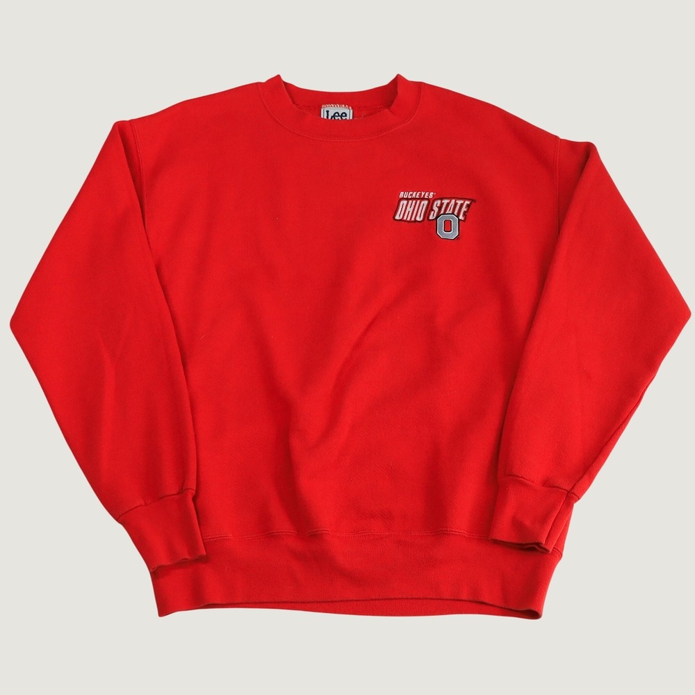 Lee Sport Ohio State Buckeyes Mens Medium Red Vintage Embroidered Sweatshirt